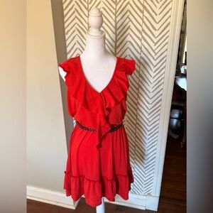 JFW Orange Flutter Dress with Belt— Women’s size M